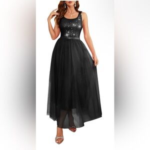 BeryLove Sequin Vintage A Line Wedding Formal Swing Mesh Dress Cocktail Gowns